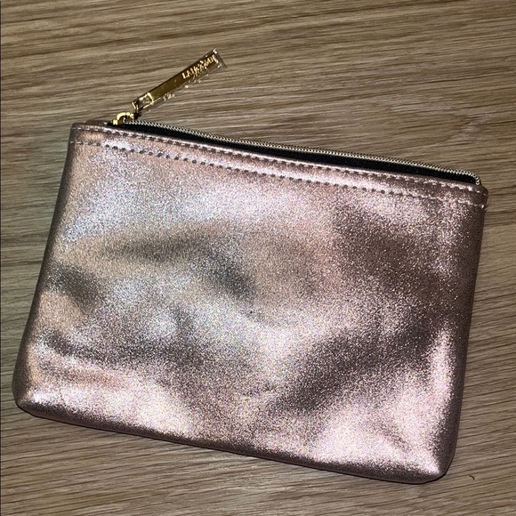 Lancome Pink Cosmetic Bag Shimmering Design Zipper Closure - Picture 3 of 5